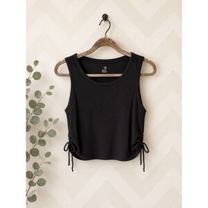 GapFit Breathe Tank Top Cinch Side Ribbed Cropped Black Medium Petite